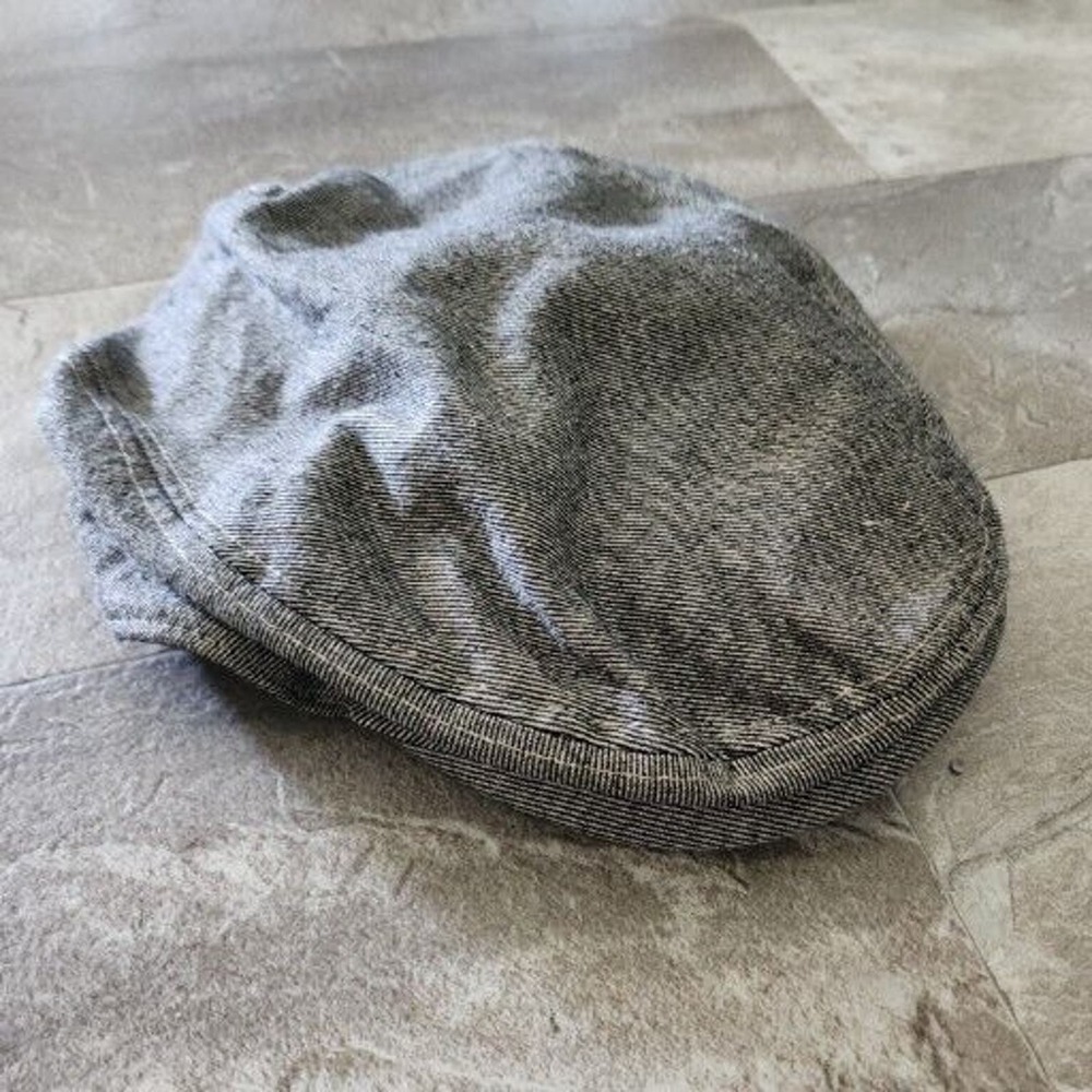 Cabbie Newsboy Hat Gray/Blue Striped Men's Size L/XL